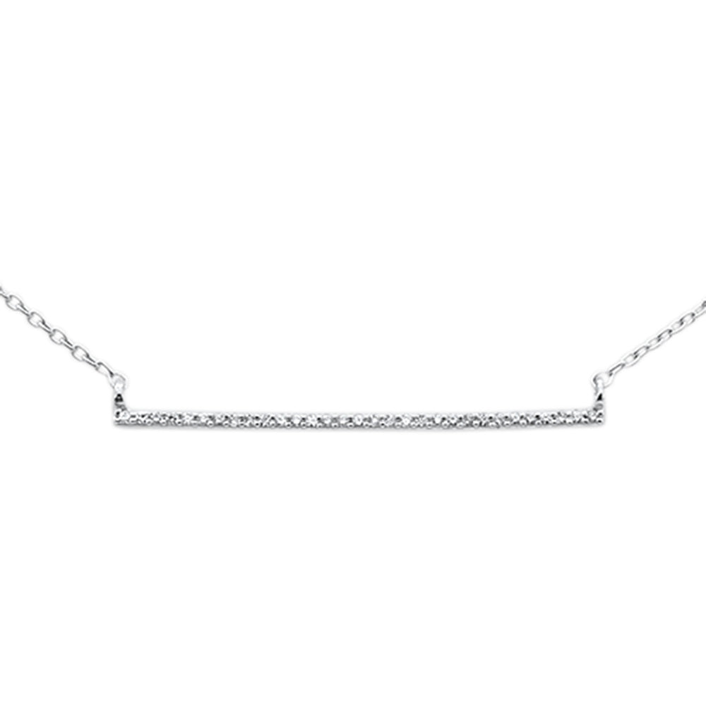 ''.06ct G SI 14K White Gold  DIAMOND Line Bar Necklace 18'''' Long''