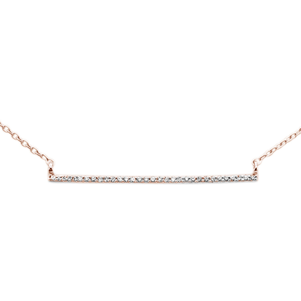 ''.06ct G SI 14K Rose Gold  Diamond Line Bar NECKLACE 18'''' Long''