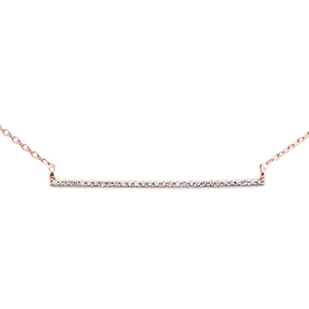 ''.06ct G SI 14K Rose Gold  DIAMOND Line Bar Necklace 18'''' Long''