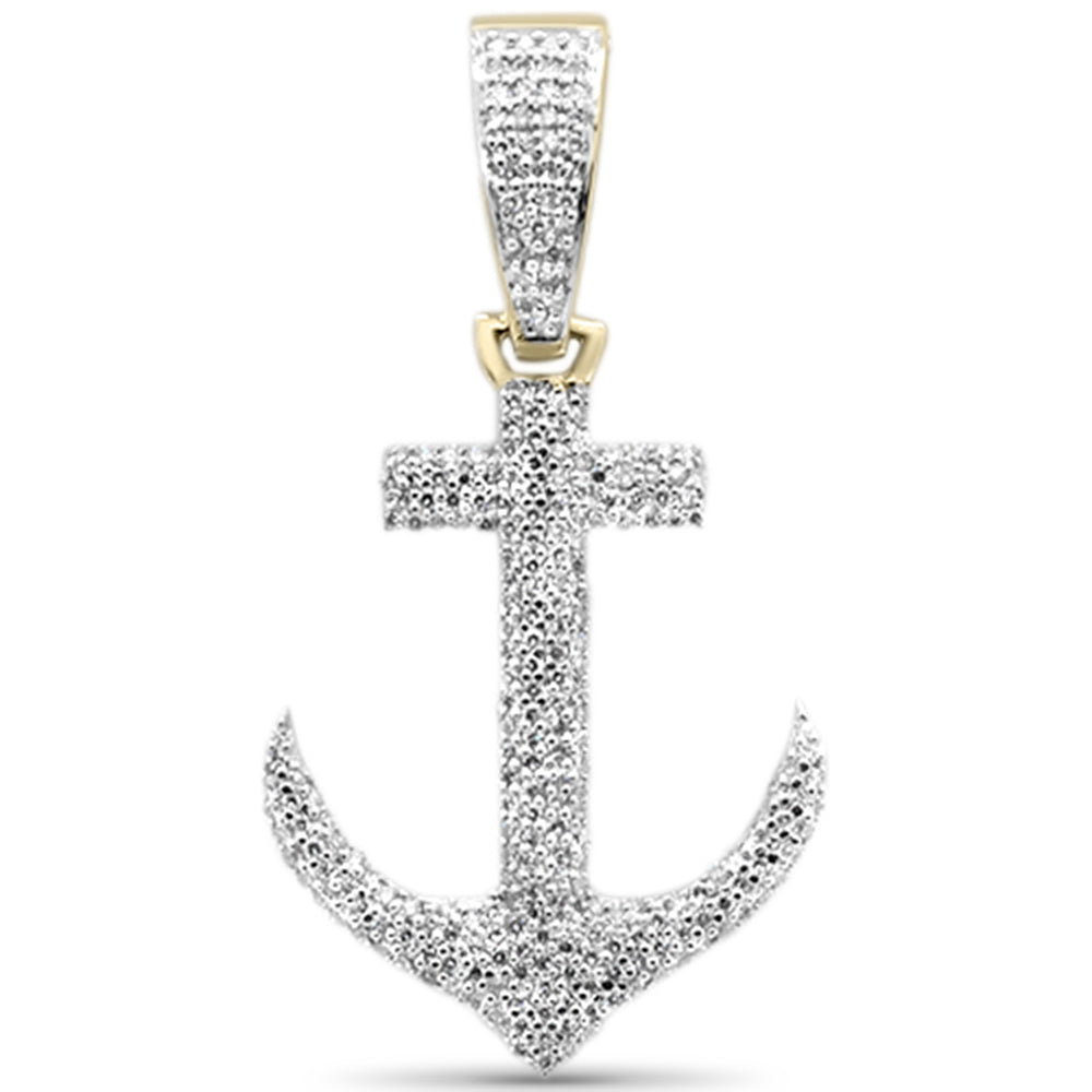 ''SPECIAL! .45ct G SI 10K Yellow GOLD Diamond Iced Out Anchor Charm Pendant''