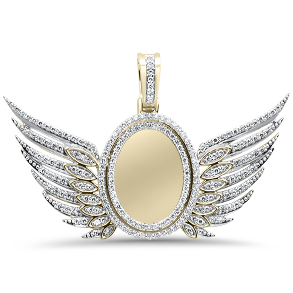 ''SPECIAL! 1.30ct G SI 10K Yellow GOLD Diamond Iced Out Angel Wing Hip Hop Pendant''