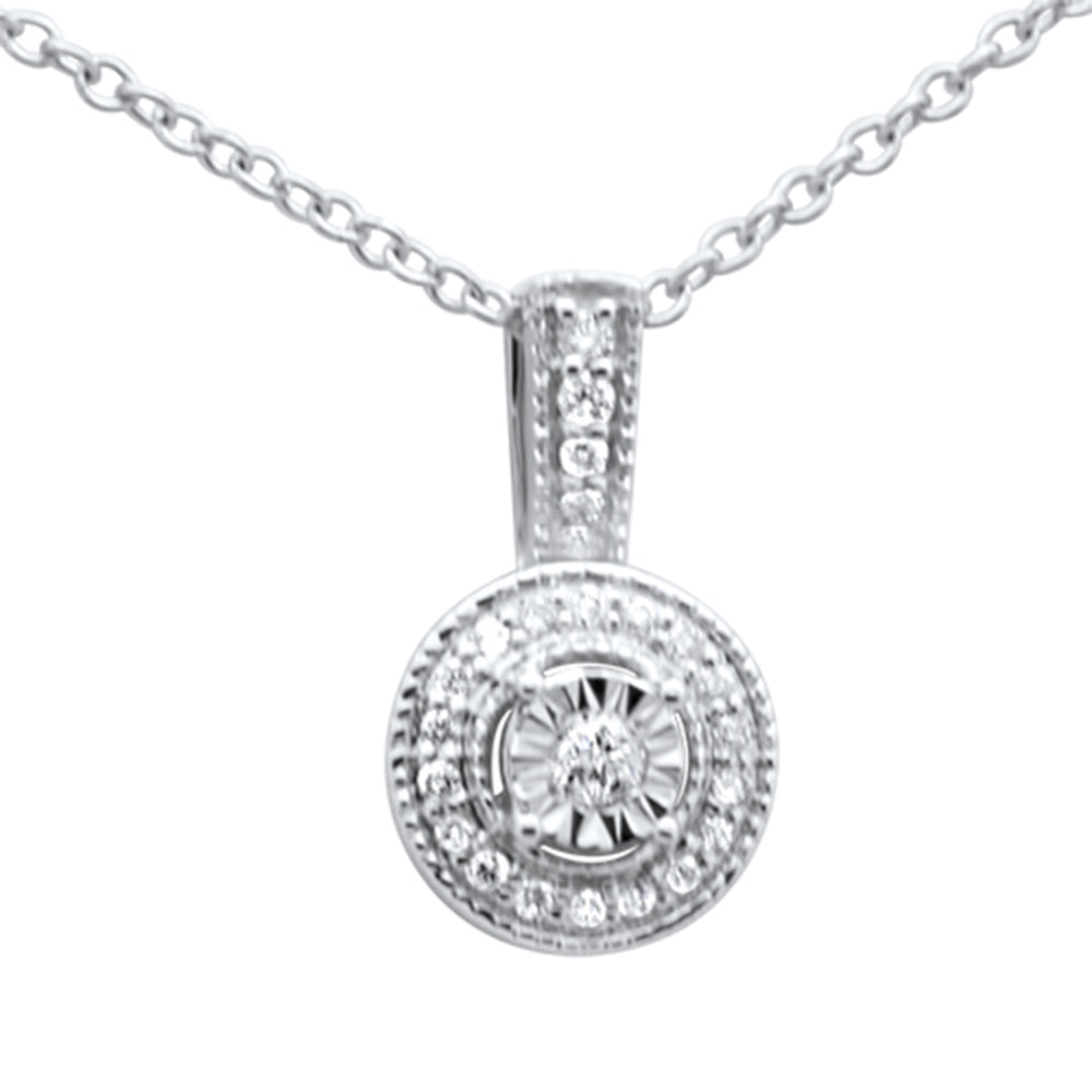 .10ct F SI 10K White GOLD Diamond Pendant Necklace