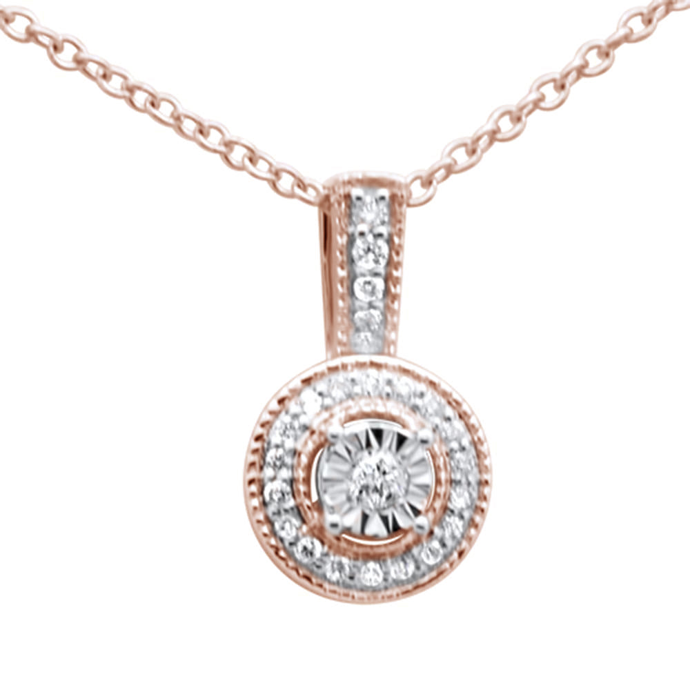 ''.10ct G SI 10K Rose Gold Diamond PENDANT Necklace 18''''''