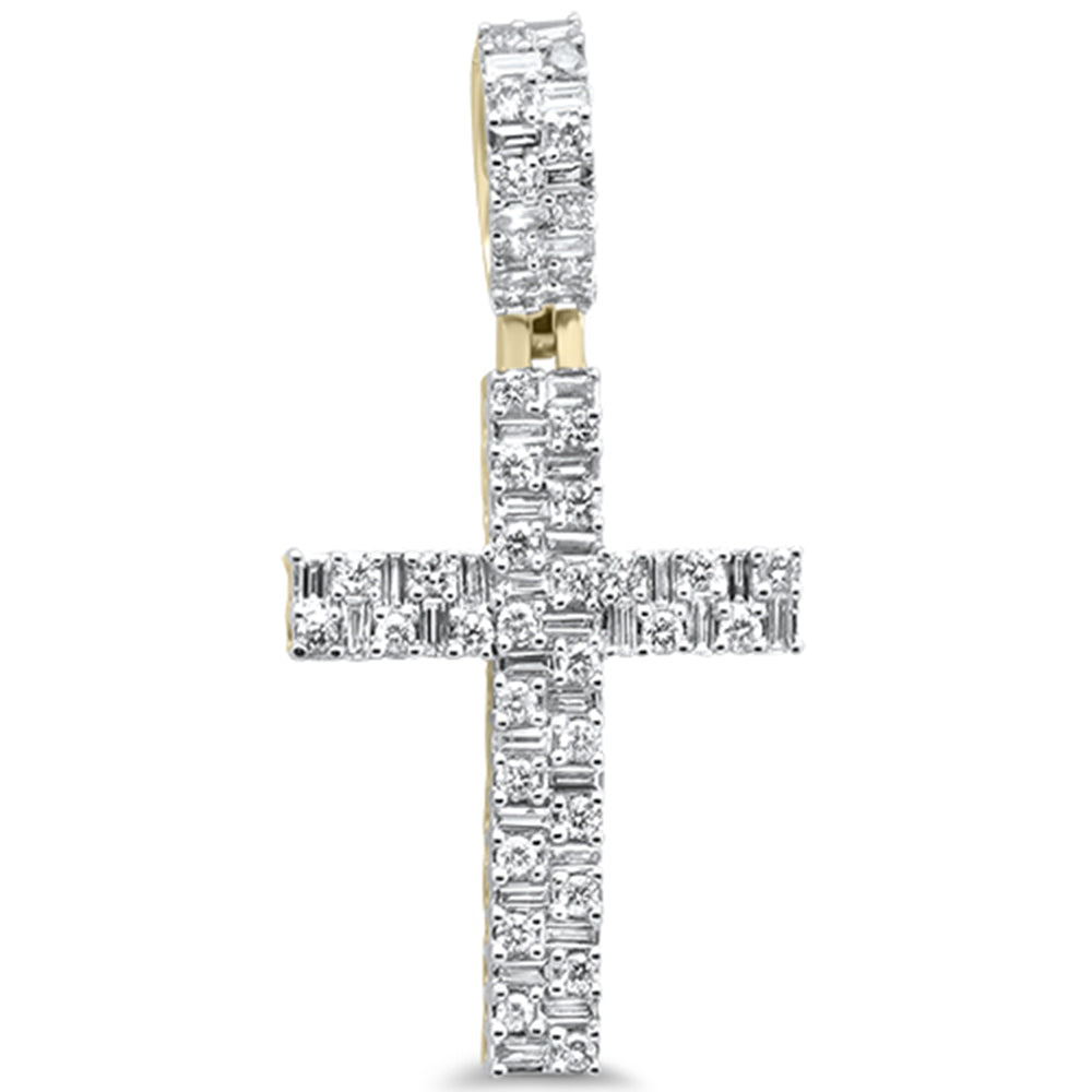 ''SPECIAL! .87ct G SI 10K Yellow Gold DIAMOND Iced Out Cross Charm Pendant''