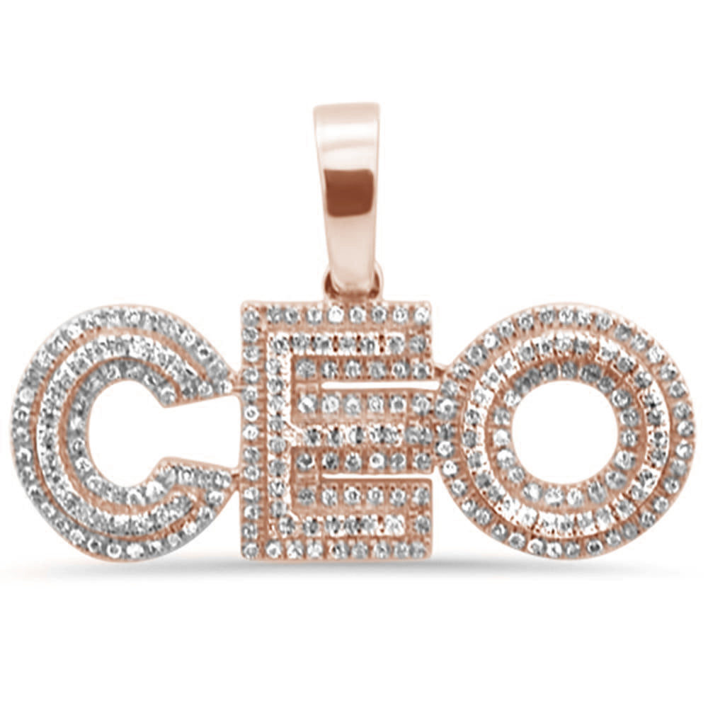 <span style="color:purple">SPECIAL!</span> .35ct G SI 10K Rose Gold Diamond Iced out "CEO" Pendant