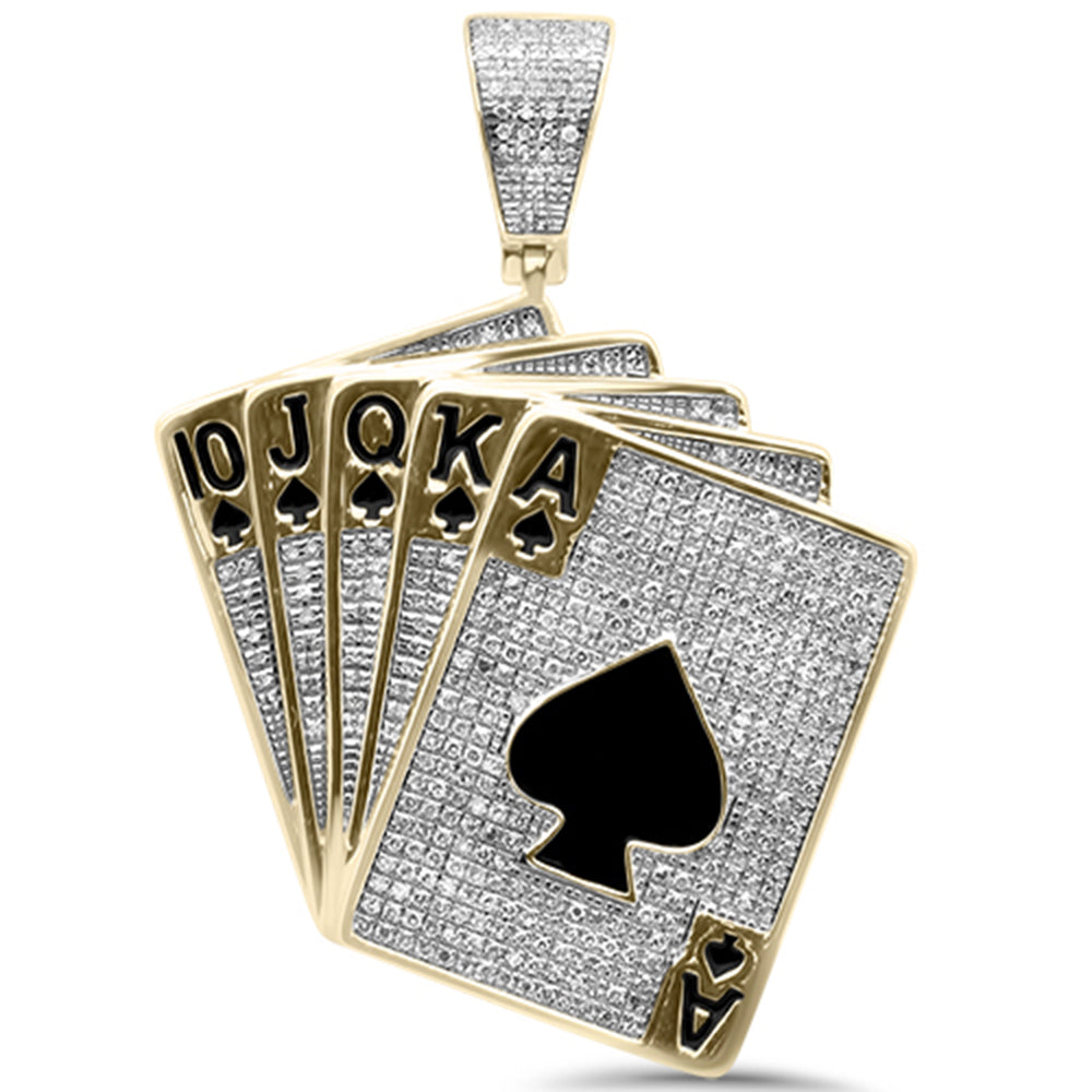 ''SPECIAL! .78ct G SI 10K Yellow Gold DIAMOND Hip Hop Deck of Cards Spades Iced Out Charm Pendant''