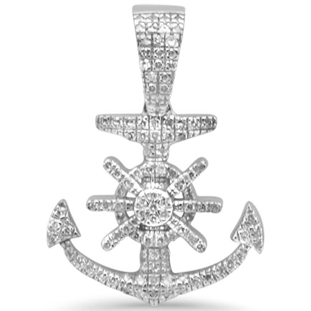 ''SPECIAL! .27ct G SI 10K White Gold Diamond Hip Hop Anchor CHARM Pendant''