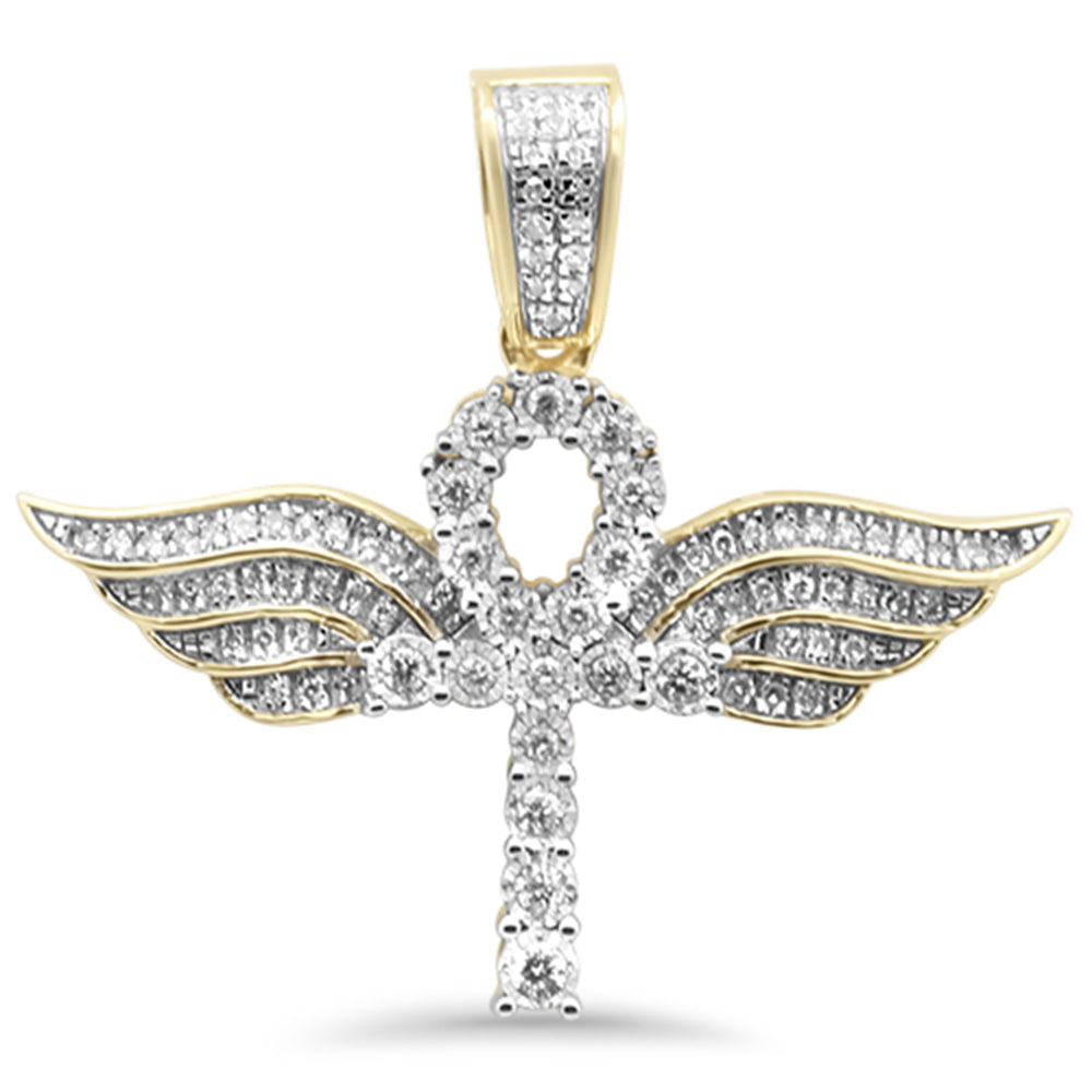 ''SPECIAL! .33ct G SI 10K Yellow Gold Diamond Hip Hop Ankh with Wings CHARM Pendant''