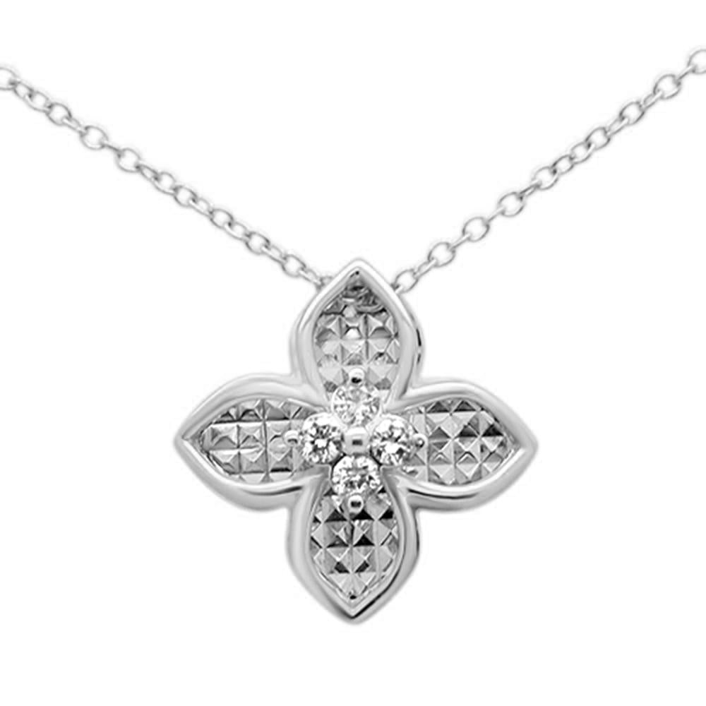 ''.12ct G SI 10K White Gold DIAMOND Flower Pendant Necklace 18''''''