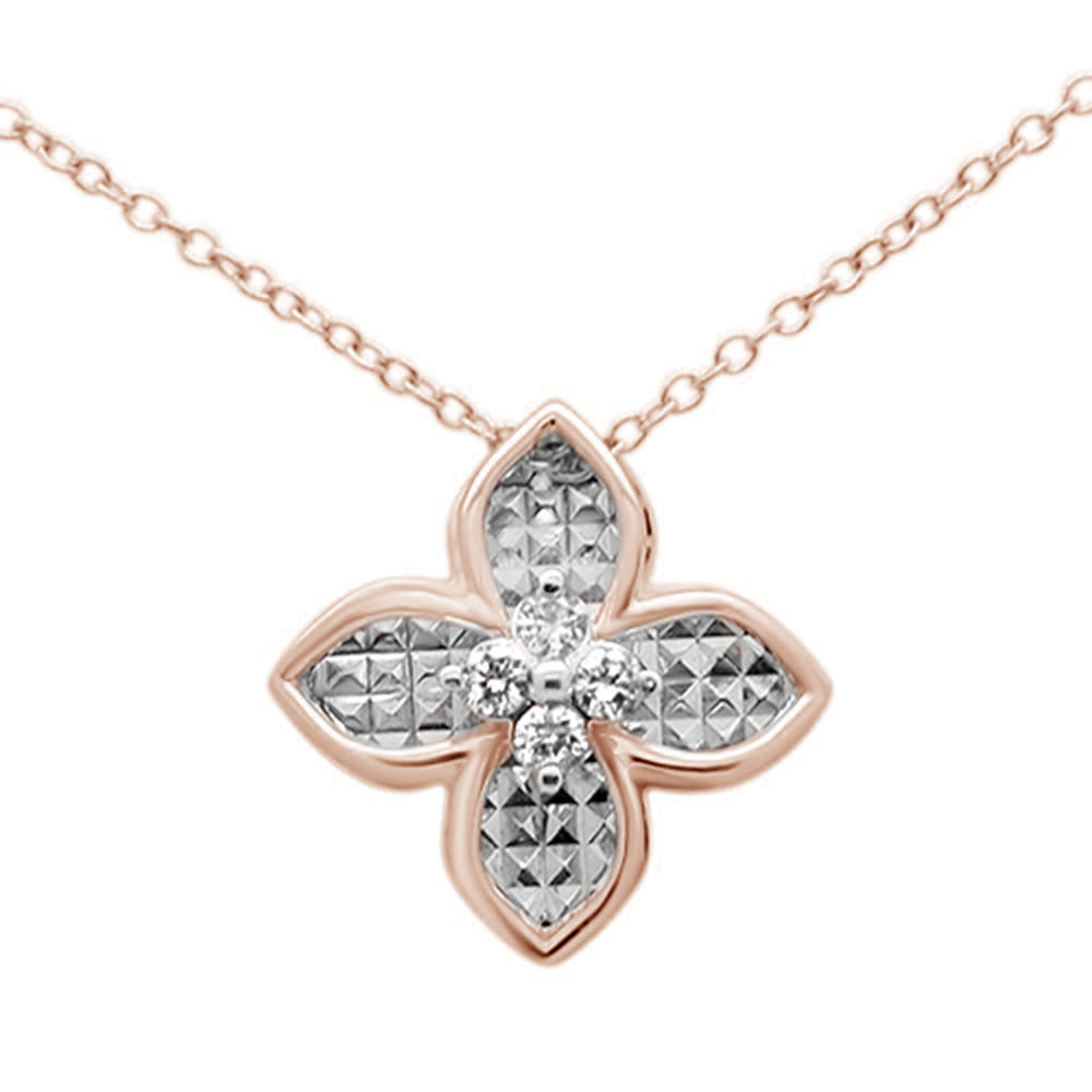 ''.12ct G SI 10K Rose Gold DIAMOND Flower Pendant Necklace 18''''''