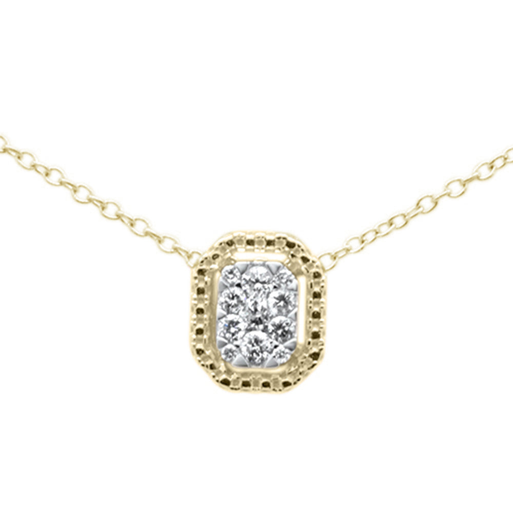 ''.14ct G SI 10K Yellow Gold Diamond Rectangle Solitaire PENDANT Necklace 18''''''