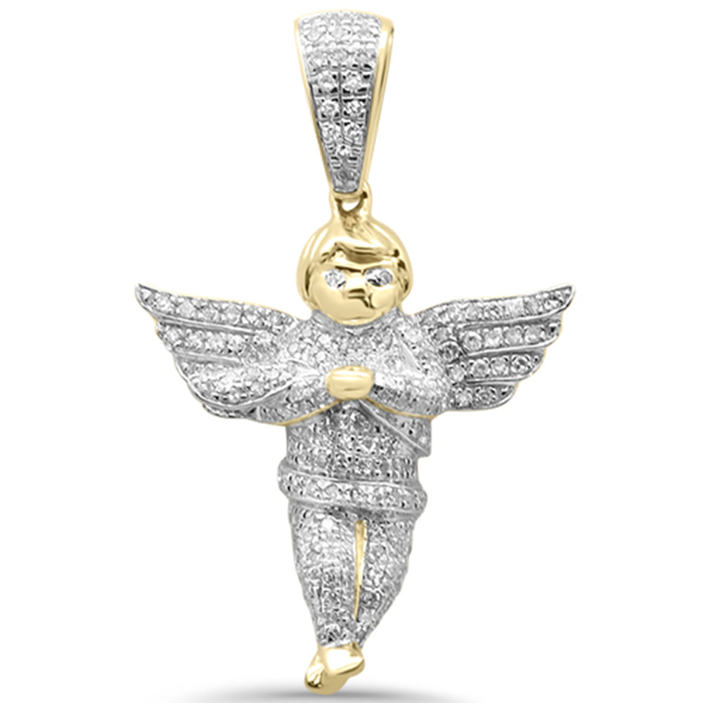 ''SPECIAL! .45ct G SI 10K Yellow Gold Diamond Hip Hop Angel With Wings Charm PENDANT''