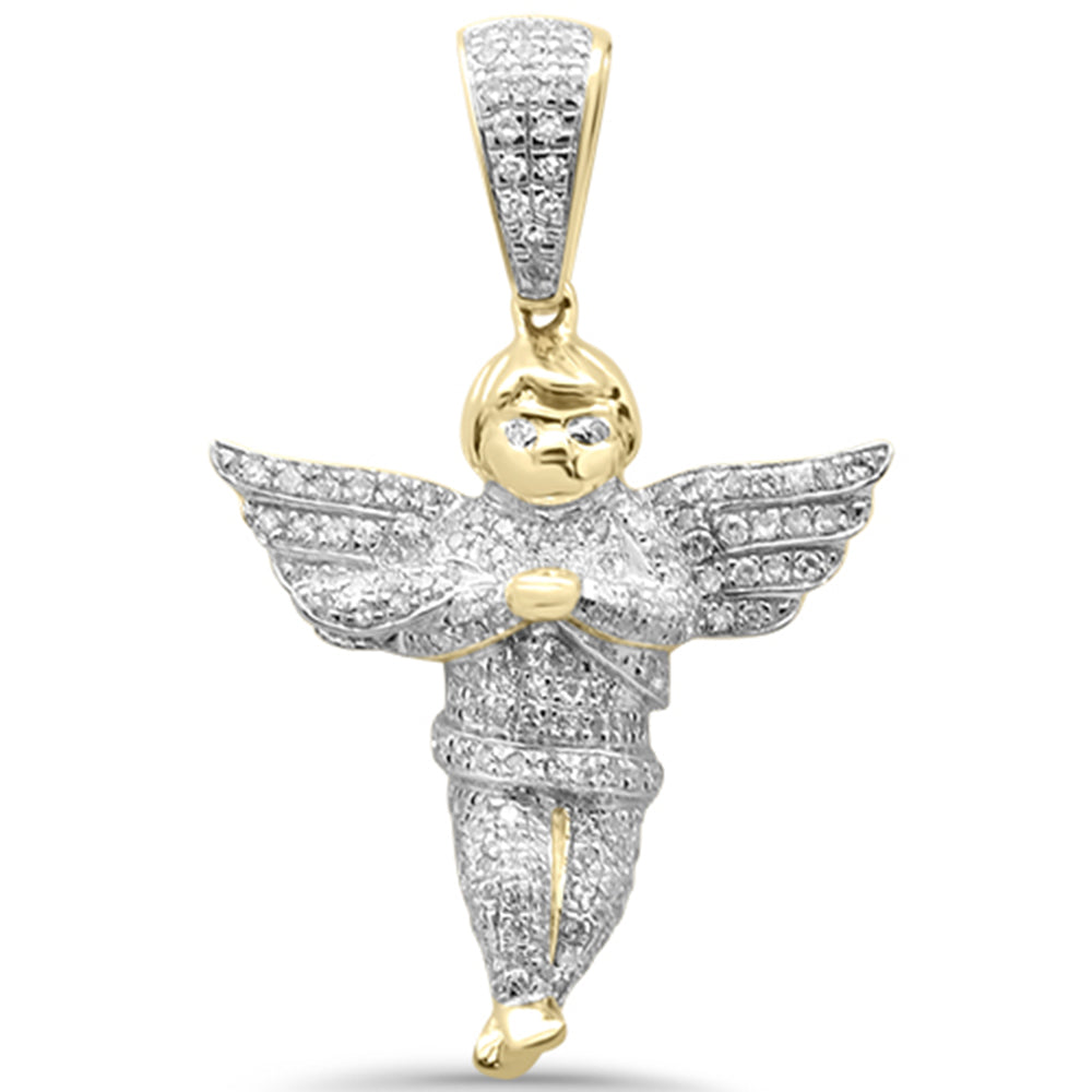 ''SPECIAL! .45ct G SI 10K Yellow GOLD Diamond Hip Hop Angel With Wings Charm Pendant''
