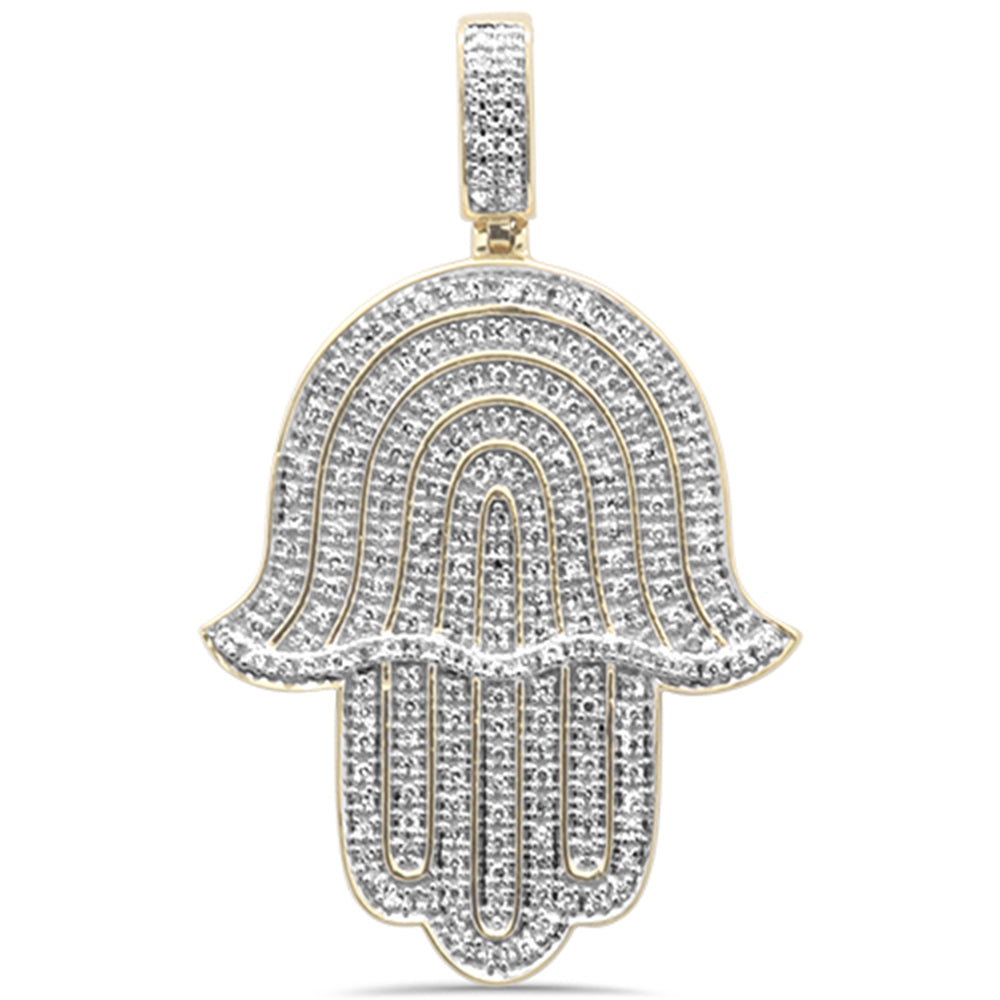 ''SPECIAL! .39ct G SI 10K Yellow Gold DIAMOND Micro Pave Hand of Hamsa Charm Pendant''