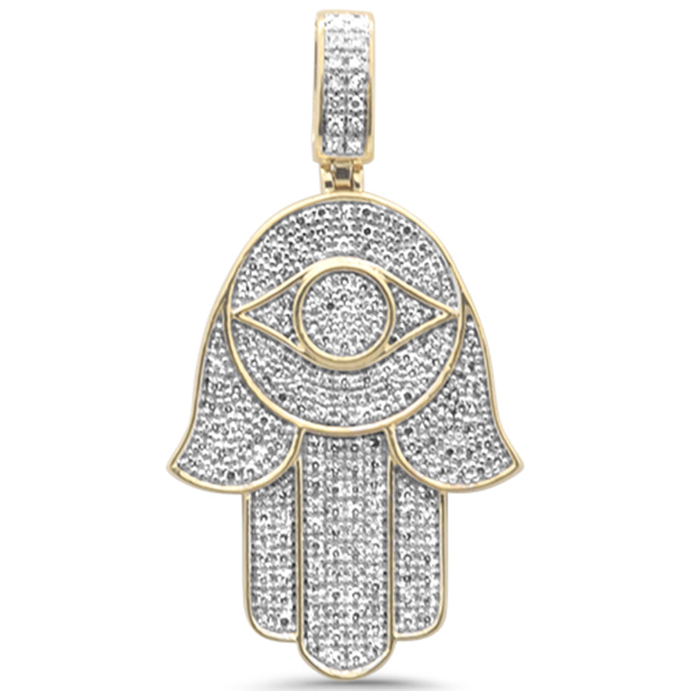 ''SPECIAL! .36ct G SI 10K Yellow Gold Diamond Iced Out Hand of Hamsa Charm PENDANT''