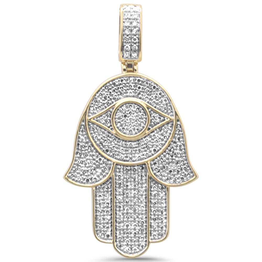 ''SPECIAL! .36ct G SI 10K Yellow Gold DIAMOND Iced Out Hand of Hamsa Charm Pendant''
