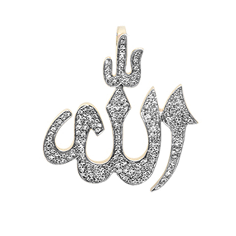 ''SPECIAL! .40ct G SI 10K Yellow Gold Diamond ''''Allah'''' Iced Out Custom PENDANT''