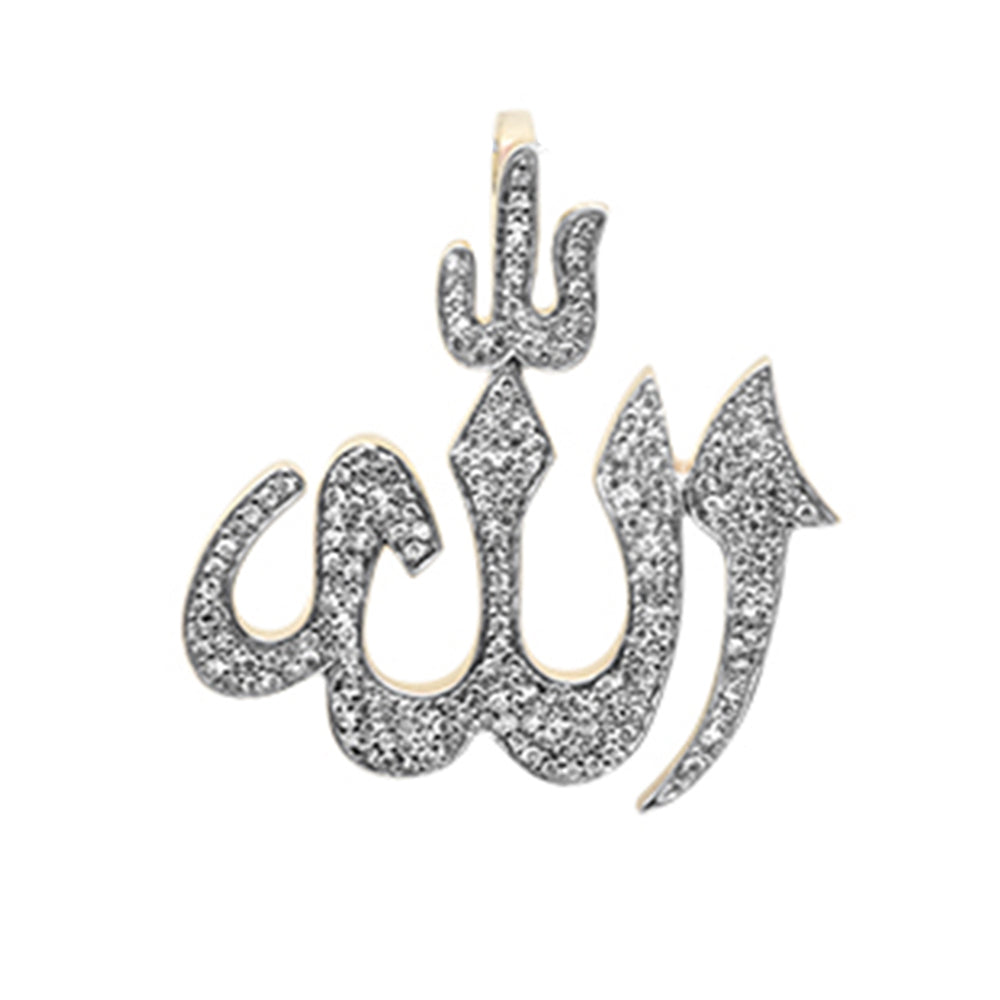 ''SPECIAL! .40ct G SI 10K Yellow GOLD Diamond ''''Allah'''' Iced Out Custom Pendant''