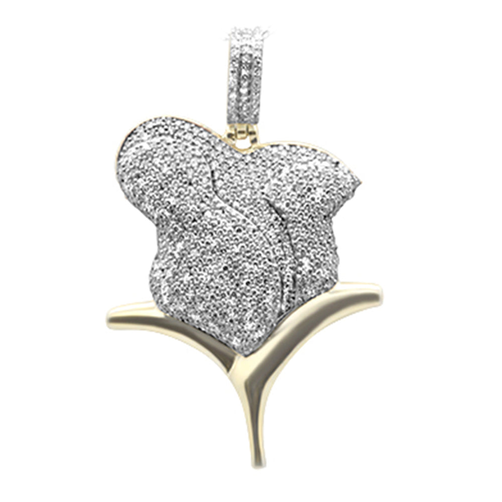 ''SPECIAL! .73ct G SI 10K Yellow Gold Diamond Hip Hop Blooming FLOWER Custom Pendant''