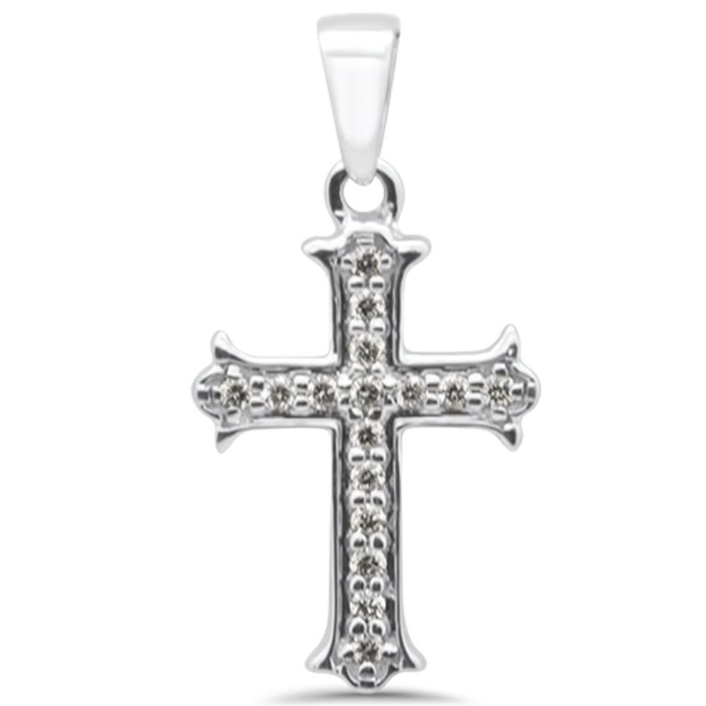 .08ct G SI 10K White GOLD Diamond Cross Pendant