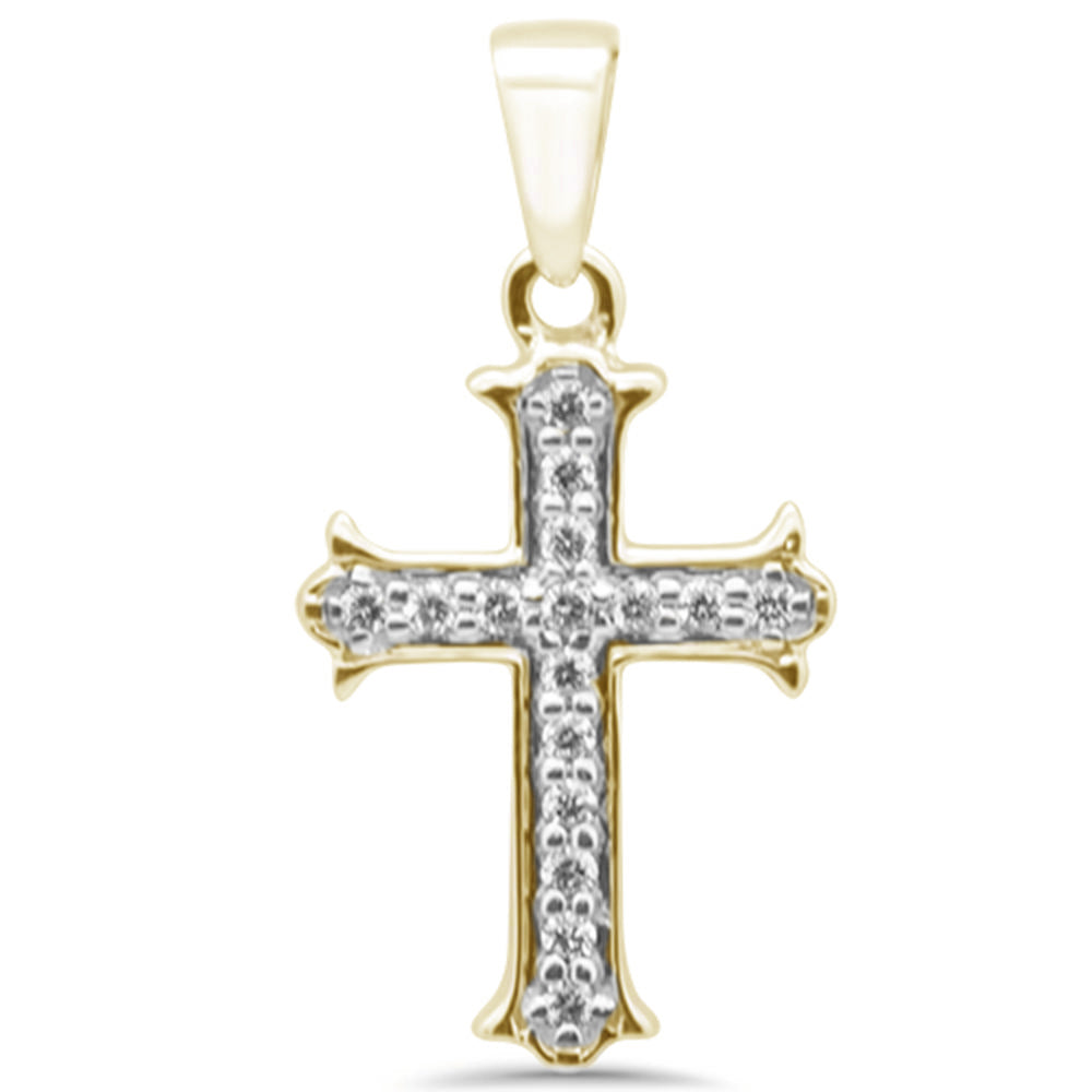 .08ct G SI 10K Yellow Gold Diamond Cross Pendant