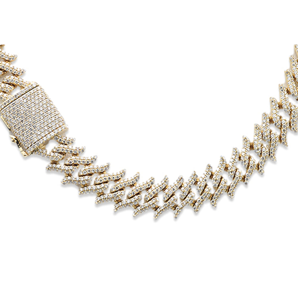 ''SPECIAL! 9mm 11.29ct G SI 14K Yellow Gold Round Diamond Spiked Cuban NECKLACE 22''''''
