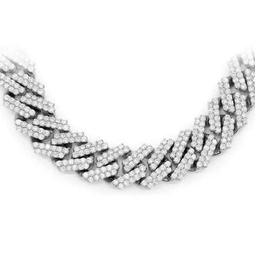 ''SPECIAL! 11MM  15.64ct 14KT White Gold DIAMOND Micro Pave Miami Square Cuban Link Necklace 22''''''
