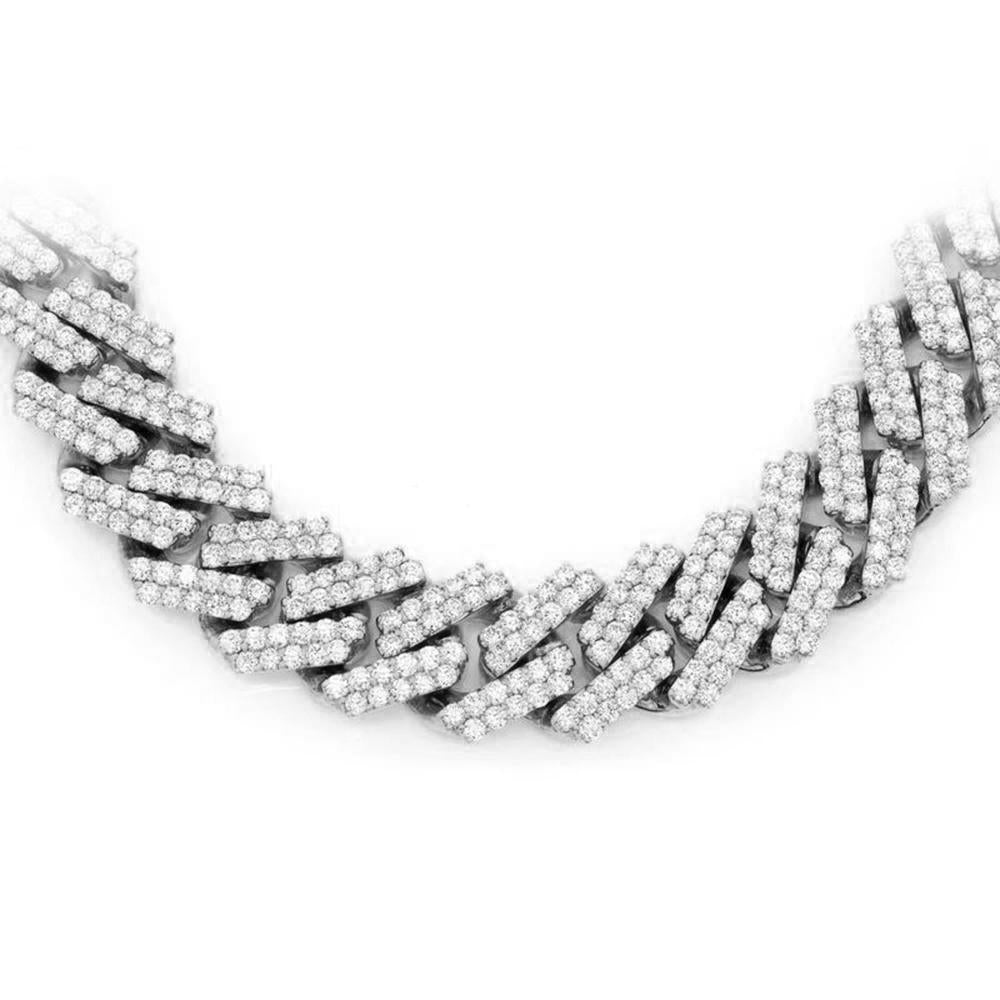 ''SPECIAL! 11MM 16.54ct G SI 14KT White Gold DIAMOND Square Cuban Necklace 22''''''