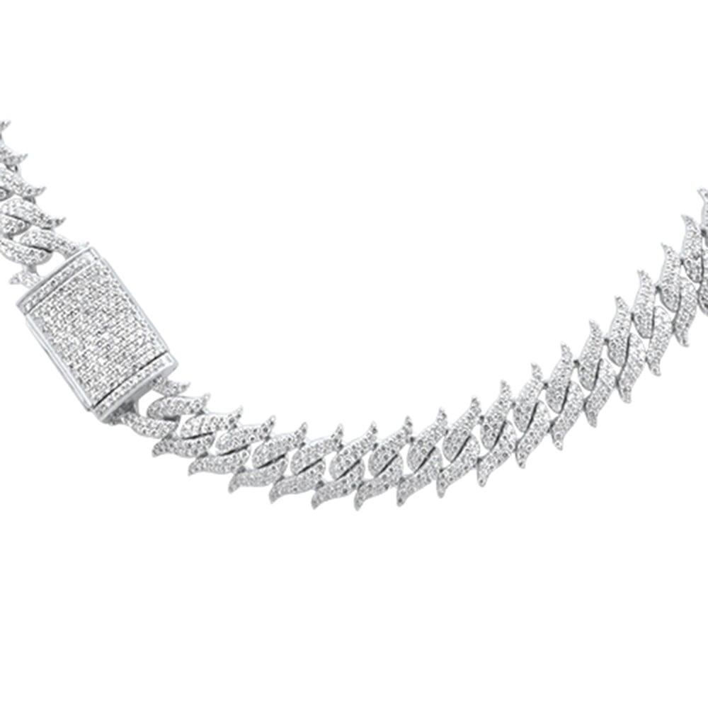 ''SPECIAL! 13mm 13.84ct G SI 14KT White Gold Spiked DIAMOND Cuban Necklace 16.75''''''