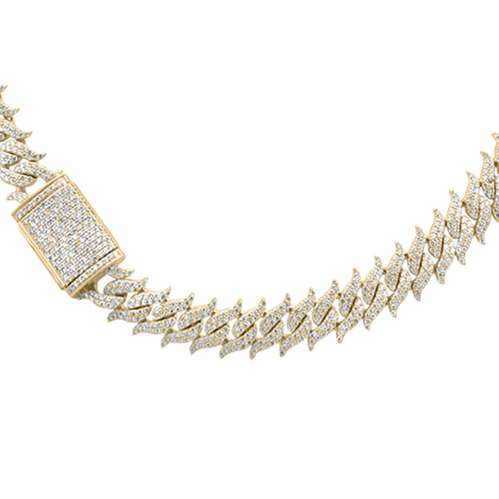 ''SPECIAL! 13mm 18.34ct G SI 14KT Yellow Gold Spiked Round DIAMOND Cuban Necklace 22''''''