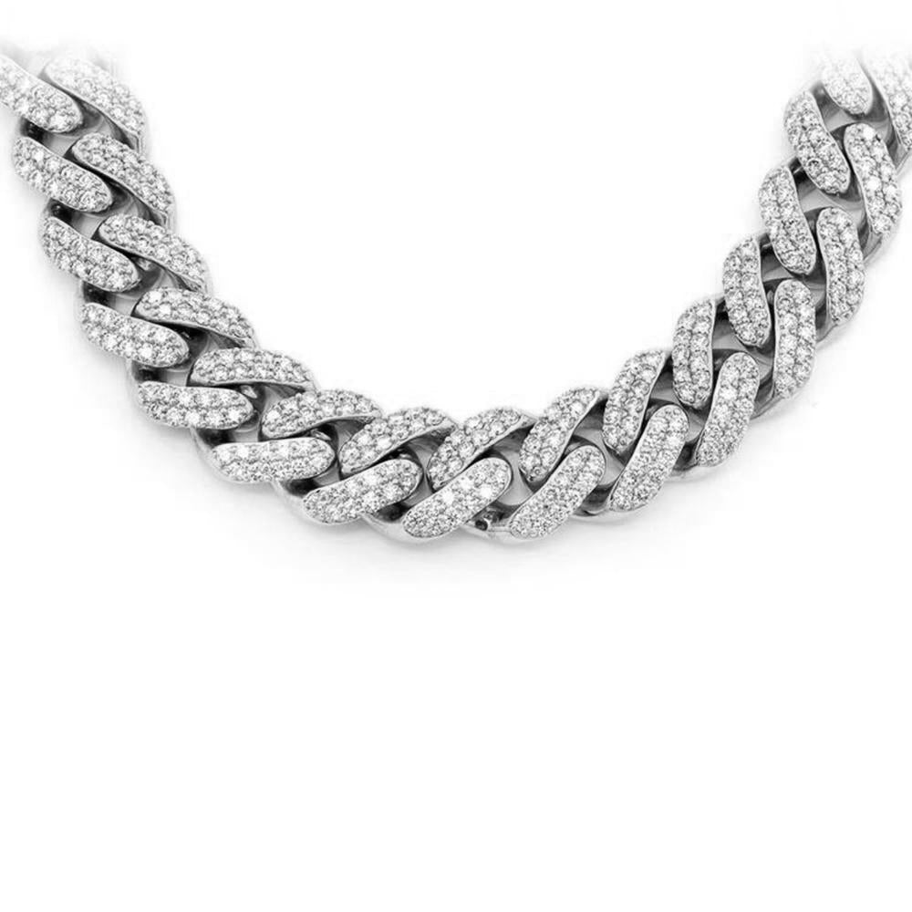 ''SPECIAL! 13MM 19.87ct G SI 14K White GOLD Diamond Round Cuban Necklace 22''''''