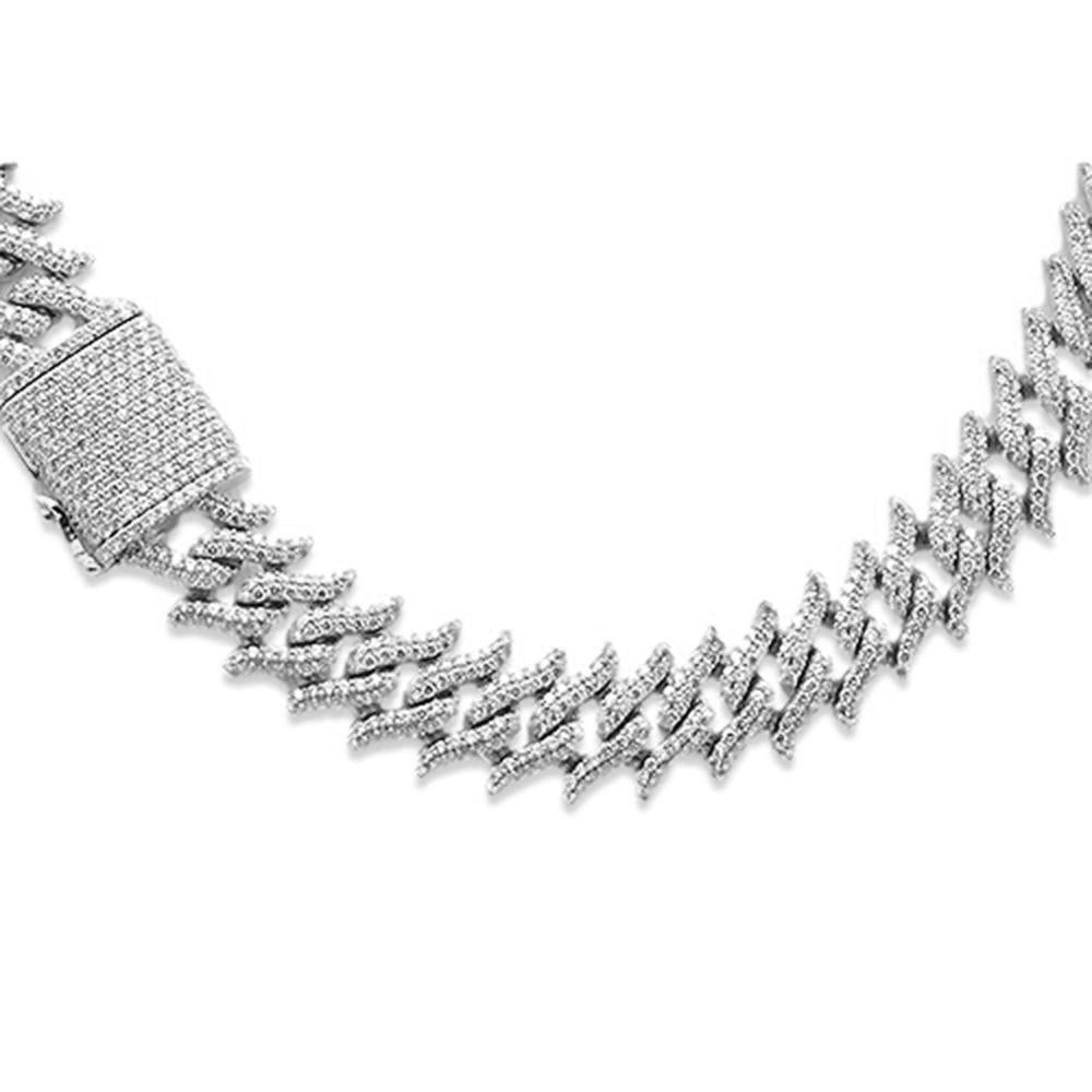 ''SPECIAL! 18mm 31.76ct G SI 14K White Gold Spiked Round DIAMOND Cuban Necklace 22''''''