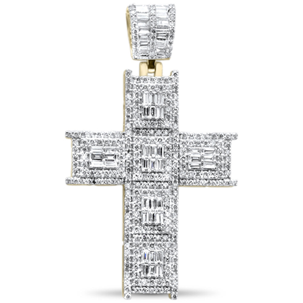 ''SPECIAL! 2.09ct G SI 10K Yellow GOLD Baguette Diamond Cross Pendant''