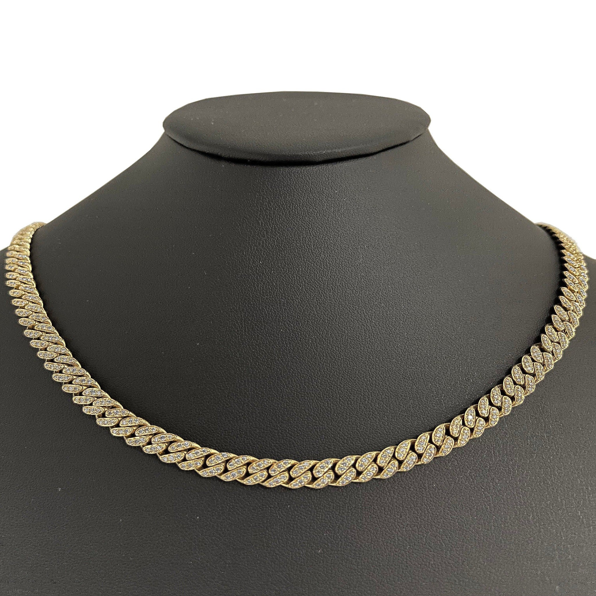 ''SPECIAL! 7mm 3.96ct G SI 14k Yellow Gold DIAMOND Round Cuban Necklace 22''''''