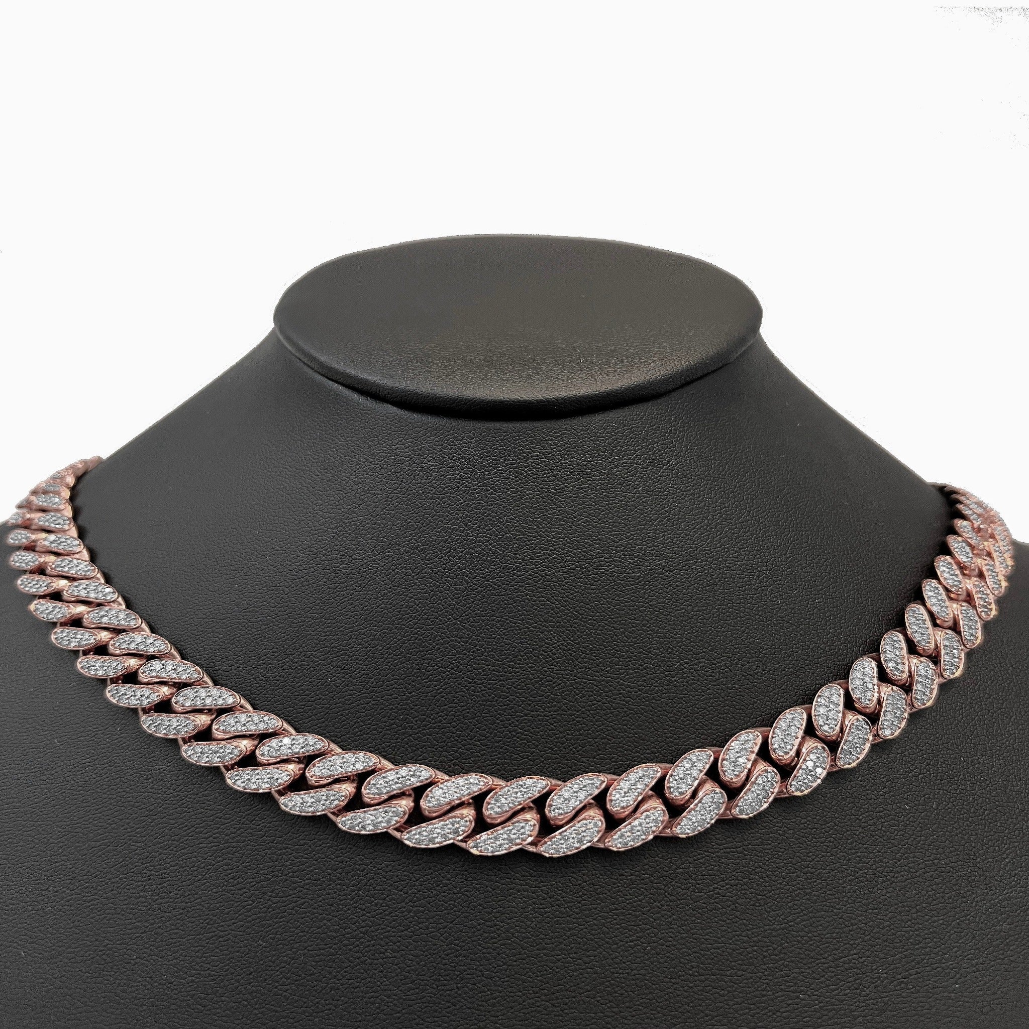 ''SPECIAL! 11MM 12.20ct G SI 10KT Rose Gold DIAMOND Round Cuban Necklace 18''''''