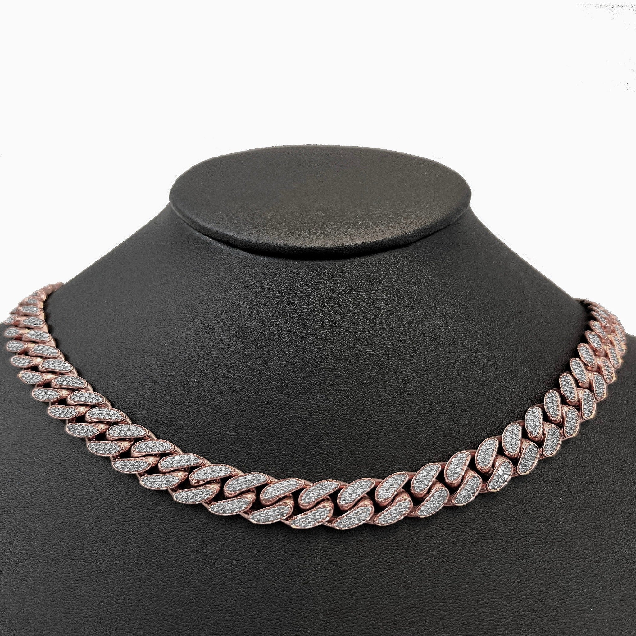 ''SPECIAL! 11MM 12.20ct G SI 10KT Rose Gold Diamond Round Cuban NECKLACE 18''''''