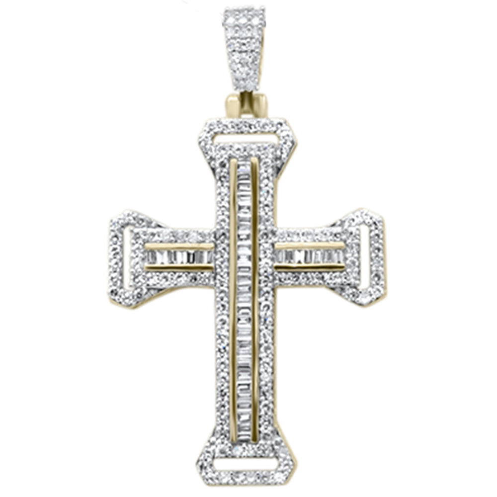 ''SPECIAL! 1.22ct G SI 10K Yellow Gold Baguette DIAMOND Cross Pendant''