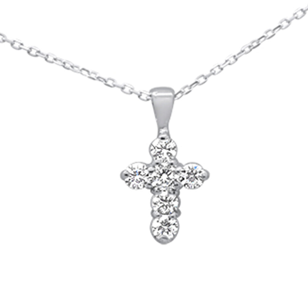 ''SPECIAL! .50ct G SI 14kt White Gold Round DIAMOND Cross Pendant 18''''''