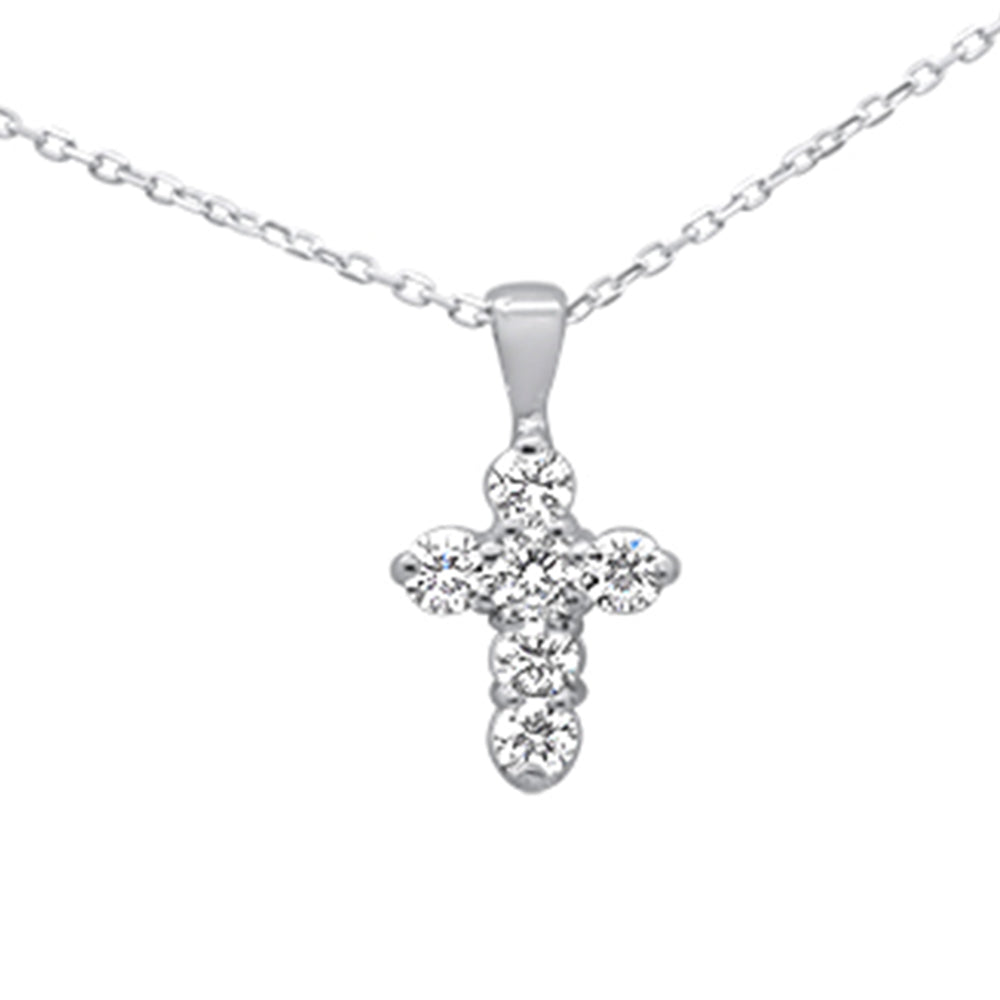 ''SPECIAL! .50ct G SI 14kt White GOLD Round Diamond Cross Pendant 18''''''