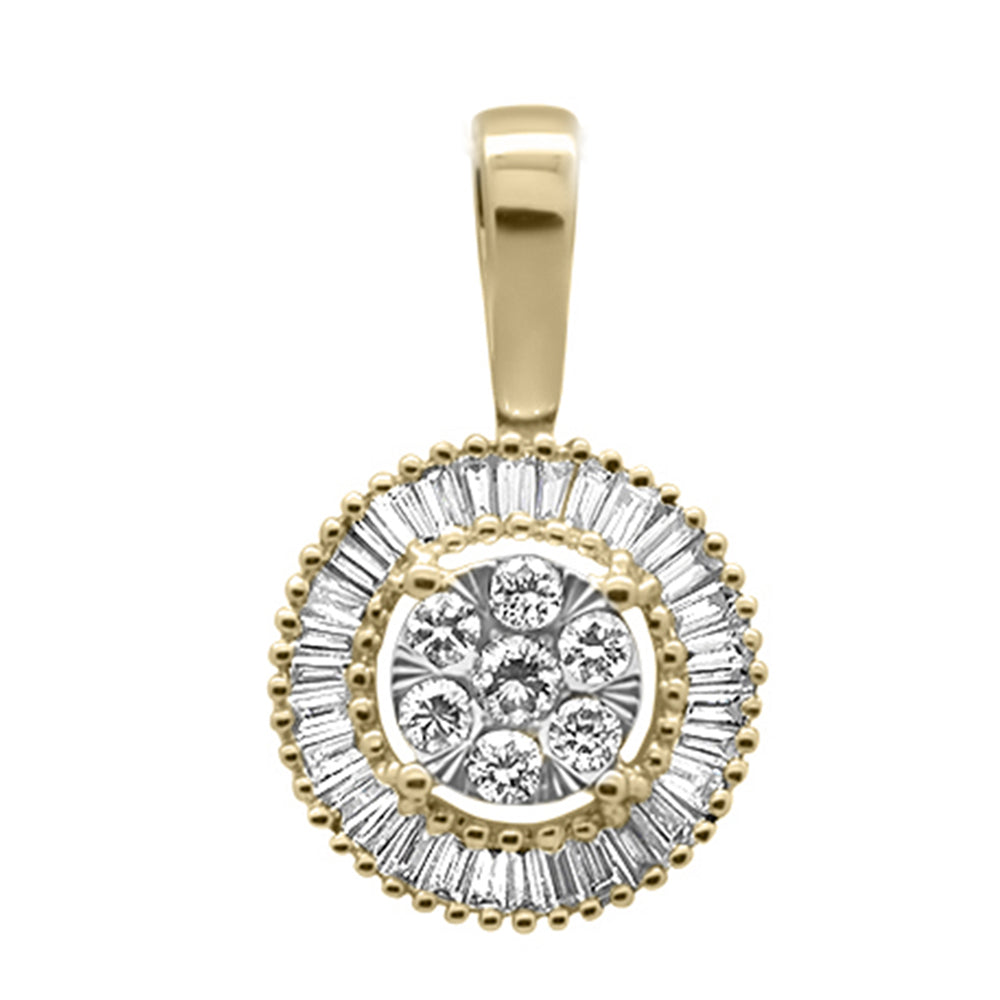 .26ct G SI 10K Yellow Gold Diamond Round Fashion Baguette & Round PENDANT