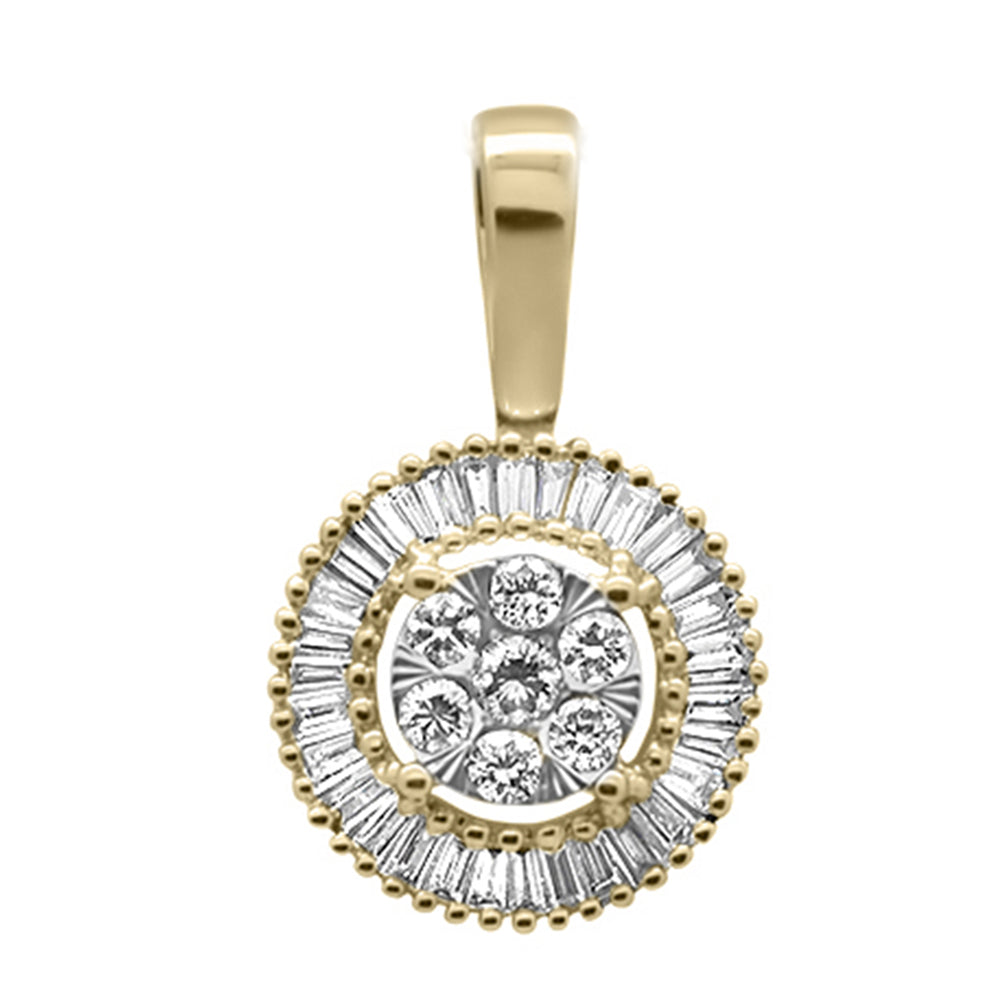 .26ct G SI 10K Yellow Gold DIAMOND Round Fashion Baguette & Round Pendant