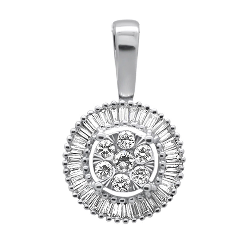 .26ct G SI 10K White Gold Diamond Round Shape Baguette & Round PENDANT