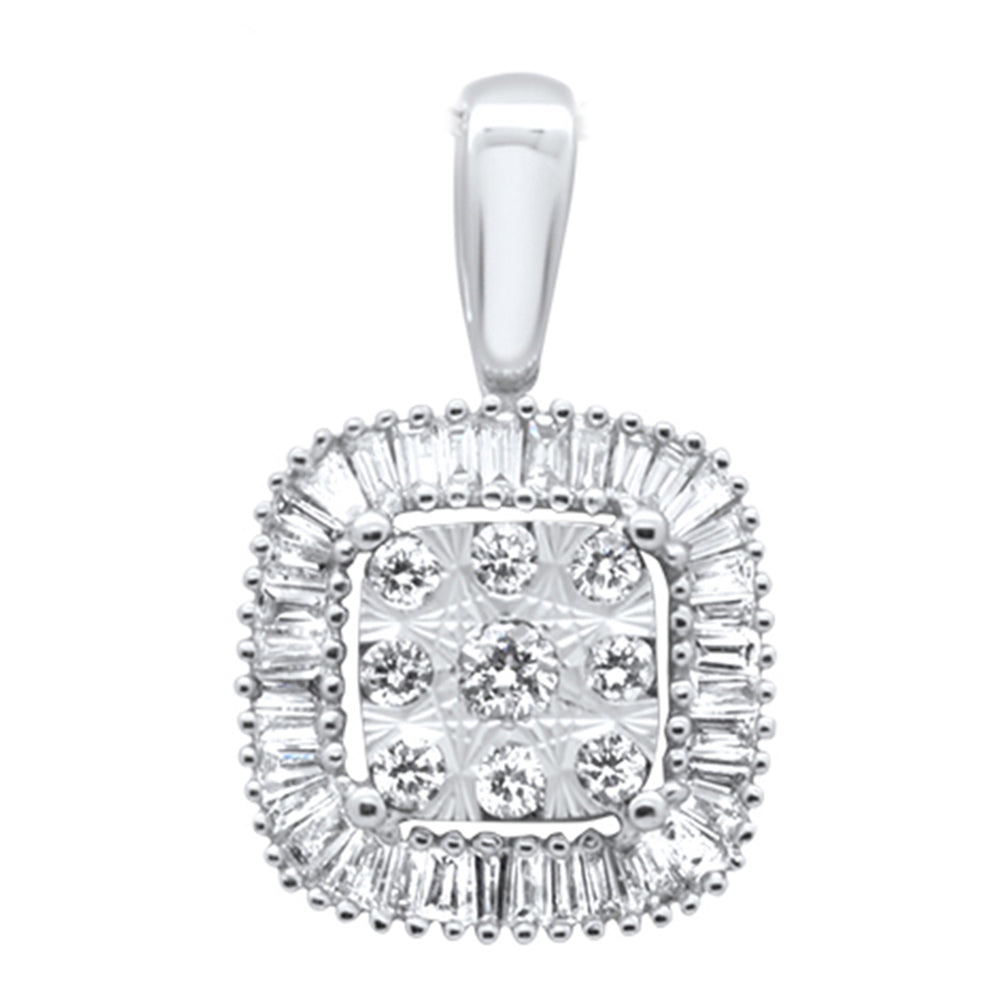 ''SPECIAL! .32ct G SI 14K White GOLD Baguette & Round Diamond Pendant''