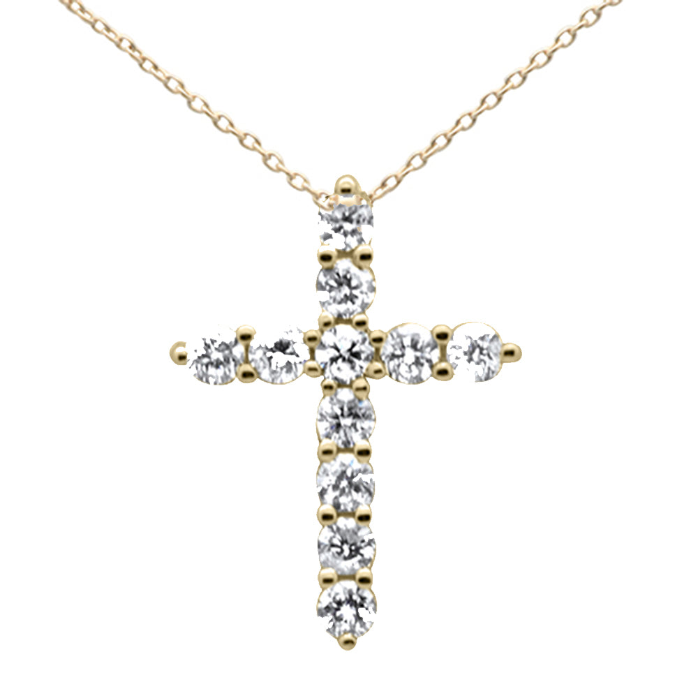 .24ct G SI 14K Yellow Gold Diamond Cross PENDANT