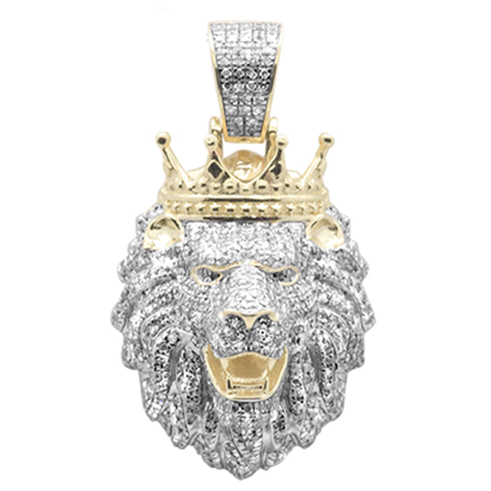DIAMOND  CLOSEOUT!   1.07ct G SI 10K Yellow Gold Diamond Lion King Iced Out Hip Hop Charm Pendant