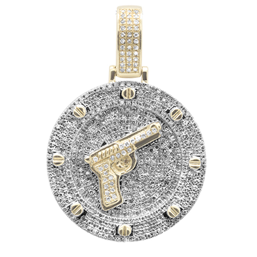 ''SPECIAL! .98ct G SI 10K Yellow GOLD Diamond Hip Hop Fire Arm Iced Out Charm Pendant''
