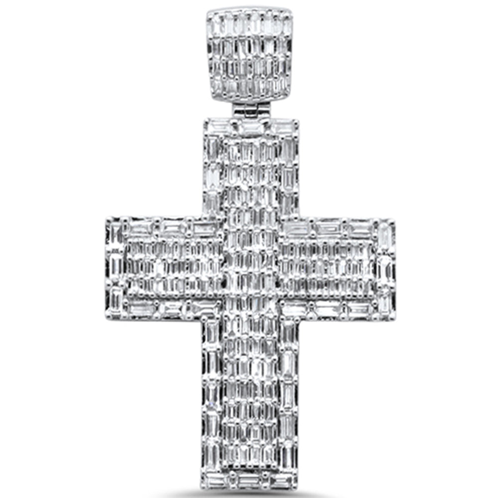 ''SPECIAL! 1.49ct G SI 14KT White Gold DIAMOND Round & Baguette Cross Pendant''