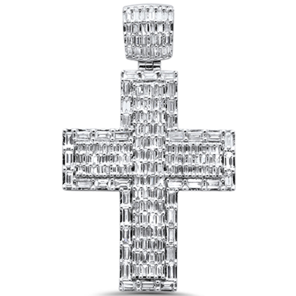 ''SPECIAL!1.60ct G SI 14KT White Gold Diamond Round & Baguette Cross PENDANT''