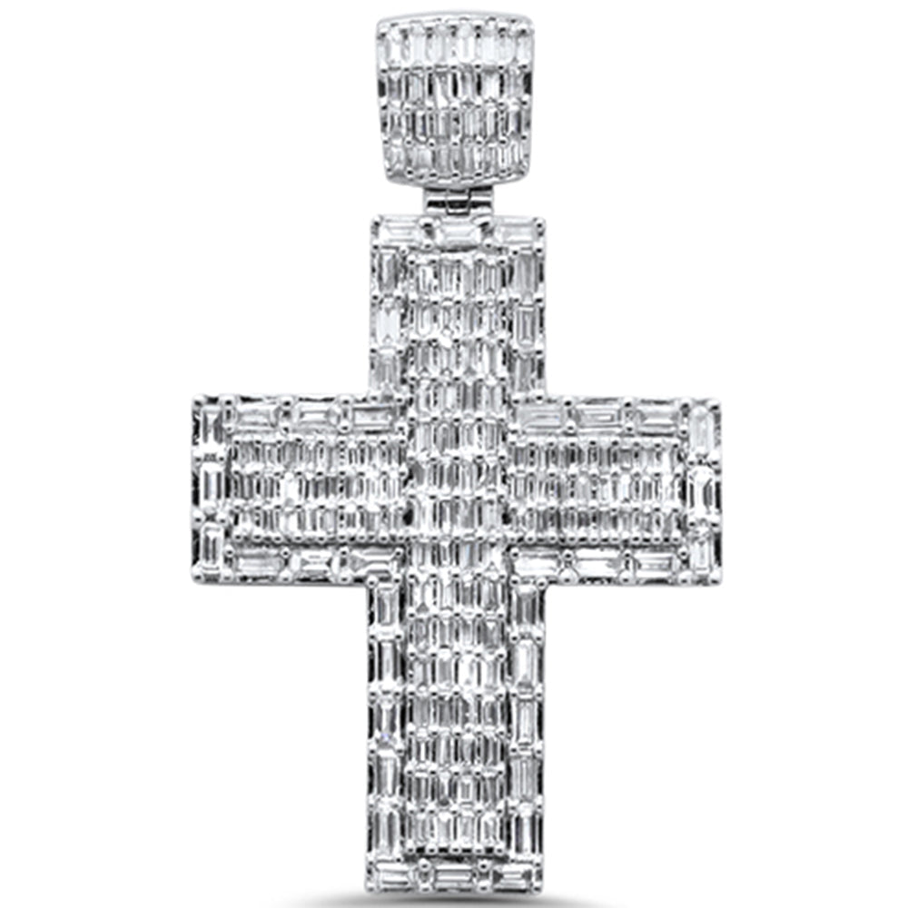 ''SPECIAL!1.60ct G SI 14KT White GOLD Diamond Round & Baguette Cross Pendant''