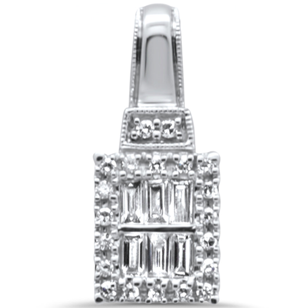 ''SPECIAL! .20ct G SI 14K White Gold DIAMOND Round & Baguette Pendant''